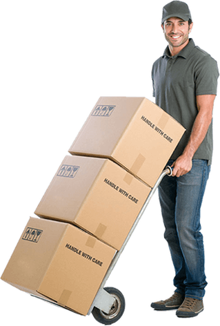 Delivery man with card board boxes